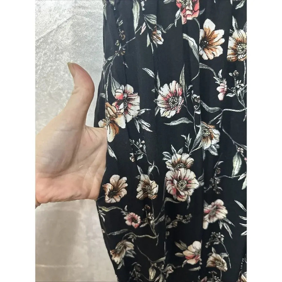 Xhilaration Smocked Floral Wide Leg Jumpsuit Sz M Dark Cottagecore Fairy Stretch - Picture 7 of 9